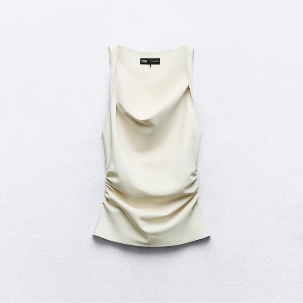 Zara Twisted Cream Sleeveless Top Sz XS NWT